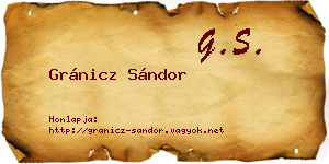Gránicz Sándor névjegykártya