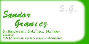 sandor granicz business card